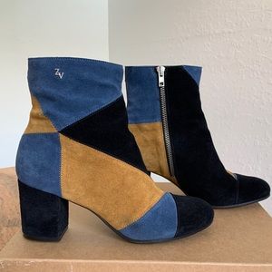 Zadig & Voltaire Lena Patchwork Booties Bleu Jean FR39
